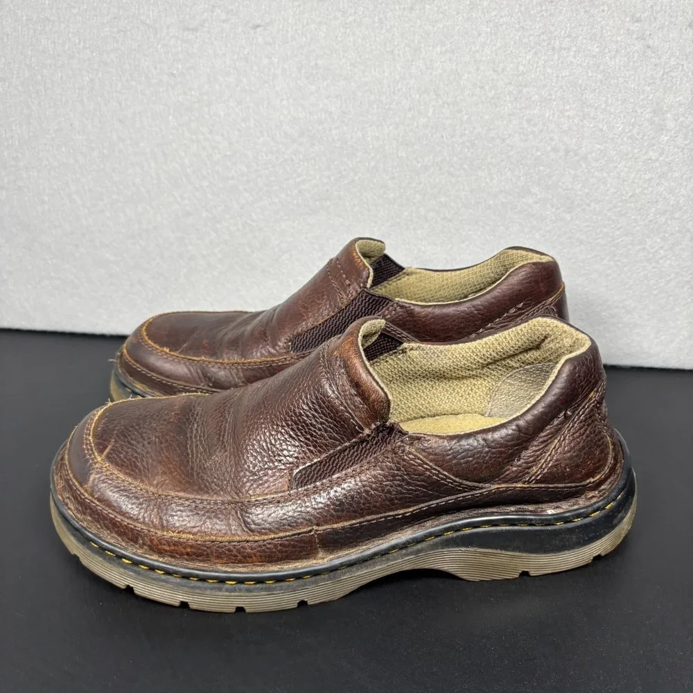 Dr Doc Martens Loafer Slip On Shoes Mens 8M Brown Pebbled Leather 11198 Sneakers